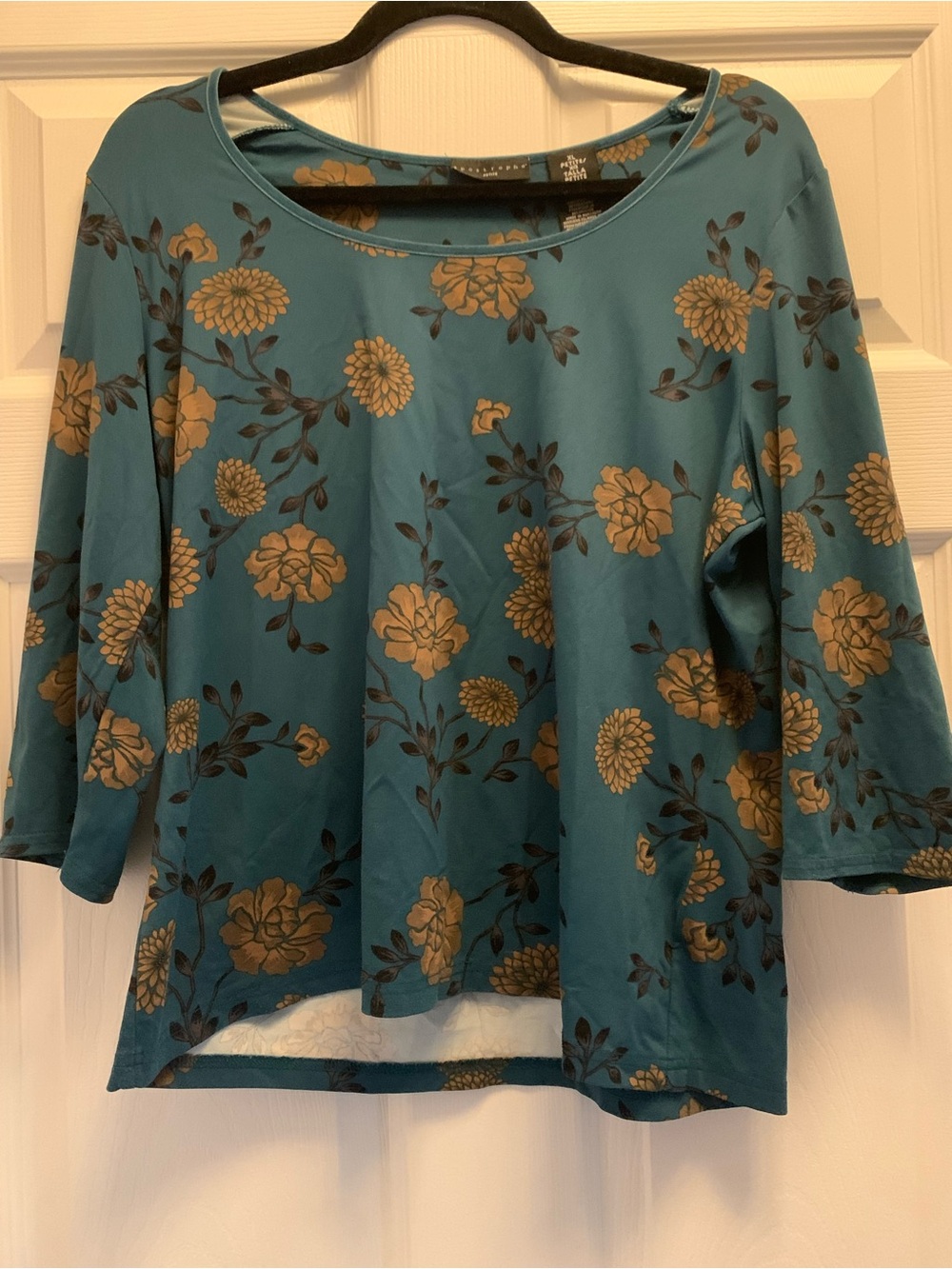 Women’s Apostrophe Teal Floral Scoop-Neck Women's Top Size XLP